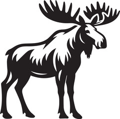 Moose Vector In Black and White