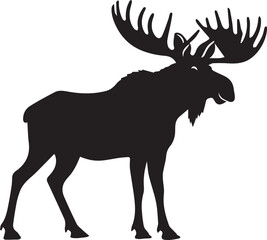 Moose Vector In Black and White