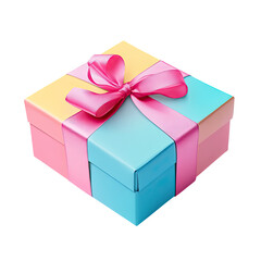 Obraz premium Colorful gift box with a pink ribbon