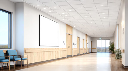 Bright and clean modern hospital corridor design blending natural light with human-centered space