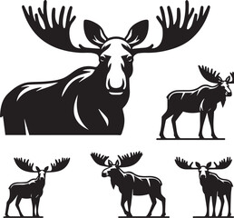Moose Vector In Black and White