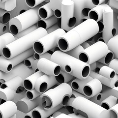 Fototapeta premium Abstract White Cylinders A 3D Render of Interlocking Tubes