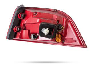 A taillight of a stop signal for a German auto - optical equipment of white and red color on a...