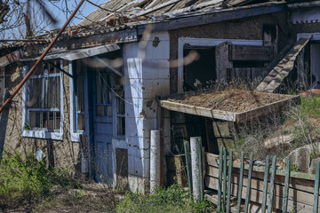 Defensive trenches constructed by Russians from wooden crates served as fortified positions during...