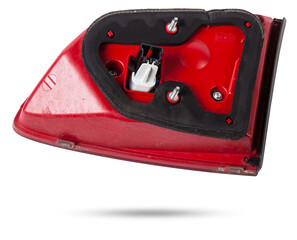 A taillight of a stop signal for a German auto - optical equipment of white and red color on a...