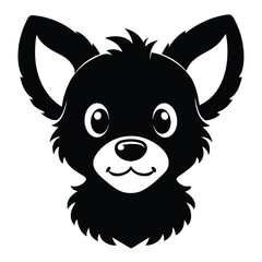 Adorable Black Fox Illustration with Big Ears, Cute Face, and Fluffy Fur, Perfect for Children's Books and Branding