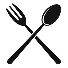 Elegant Crossed Utensils Icon A Minimalist Representation of Dining and Culinary Arts for Restaurants and Food Blogs