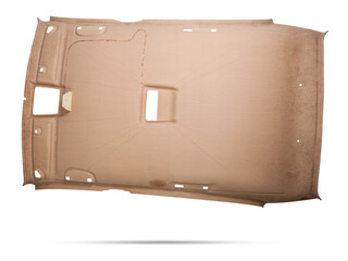 Finishing the gray ceiling roof from a car removed and disassembled for repair and hauling with new...