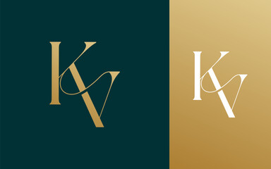 Initial letter KV VK logo design vector illustration for couple, wedding, and business