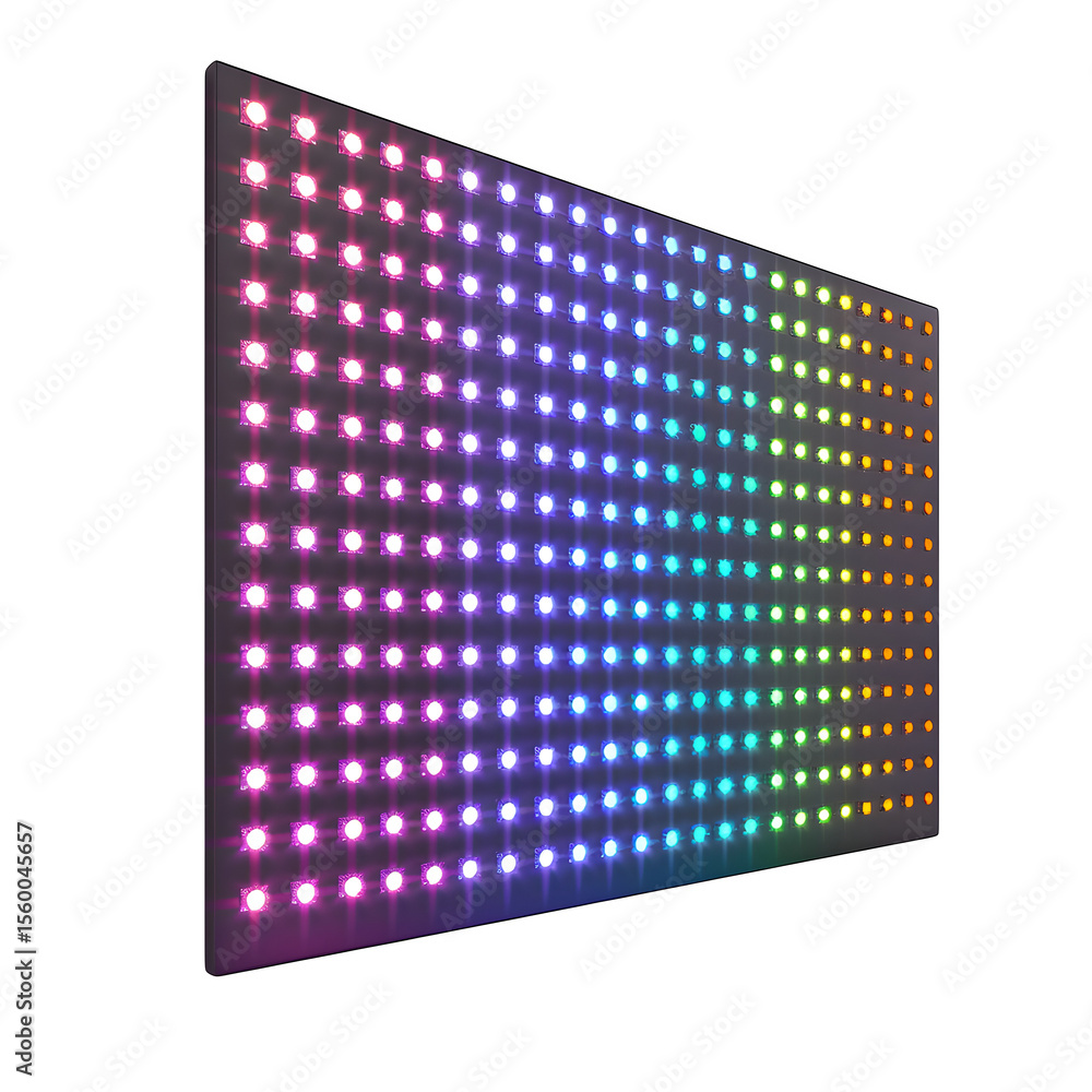 Poster 32x32 rgb led matrix panel smooth reflective surface and transparent background and asymmetrical lay