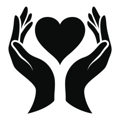 Fototapeta premium Protecting a Heart Hands Gently Holding a Heart Symbol - Compassion, Care, and Love