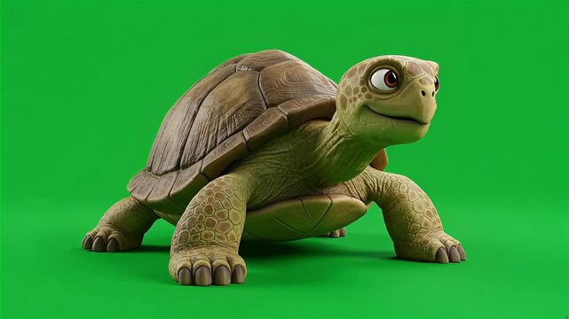 Cartoon turtle on a green background