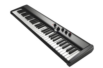 -key Bluetooth MIDI controller keyboard Neutral studio backdrop and matte finish and high‑key lighting. Great for advertising campaigns and marketing materials. High resolution and print ready.