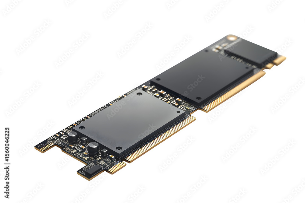 Poster nvme solid-state drive m. form factor even diffused lighting and glossy finish and transparent backg