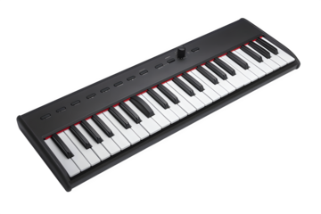 -key Bluetooth MIDI controller keyboard Matte finish and centered composition and bright background. Suitable for editorial features and digital banners. High resolution and print ready.
