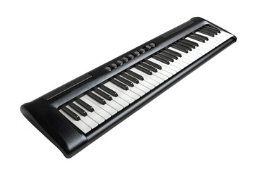 -key Bluetooth MIDI controller keyboard Realistic material texture and dynamic perspective and clean white background. Suitable for editorial features and digital banners. High resolution and print r