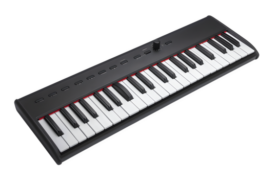 -key Bluetooth MIDI controller keyboard Matte finish and centered composition and bright background. Suitable for editorial features and digital banners. High resolution and print ready.