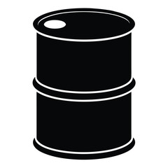 Industrial Metal Drum  A Black and White Icon of a 55-Gallon Steel Barrel