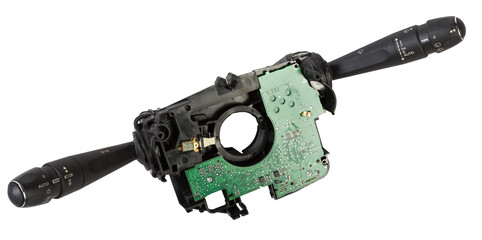 Steering wheel switches for windshield wipers and turn signals with steering angle sensor...