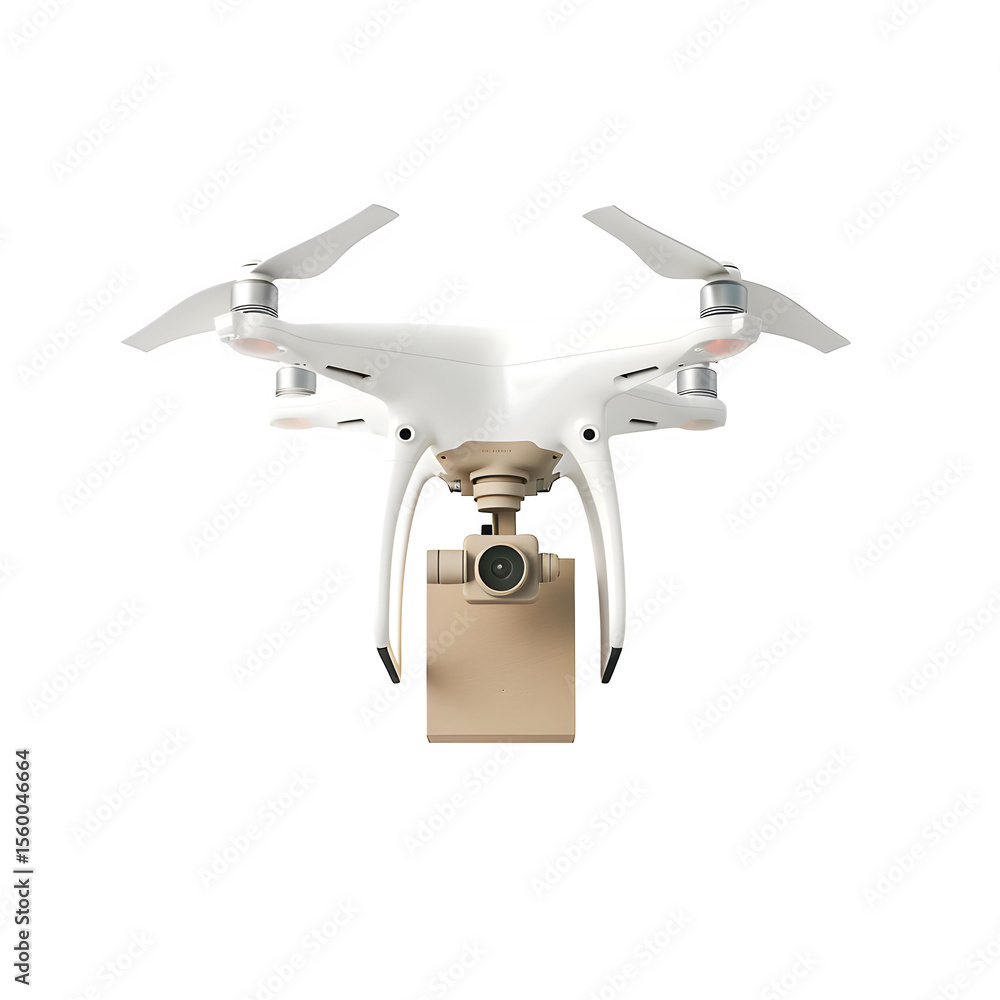 Aufkleber a modern white quadcopter drone with compact diagonal angle and glossy finish and bright studio ligh