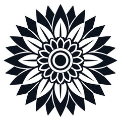 Elegant Black and White Sunflower Mandala Design Vector Illustration