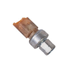 Oil pressure sensor of car isolated on white background. New spare parts.