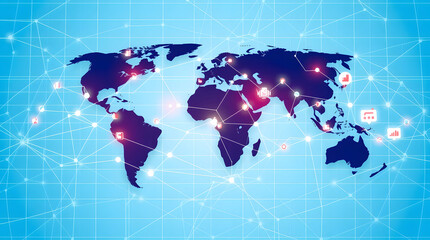 Global Network Connection Worldwide Digital Communication and Interaction