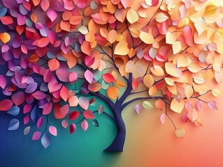 Colorful autumn tree illustration vibrant leaves fall season nature background art design