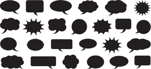 Fototapeta premium Black Speech Bubbles of Various Shapes on White Background