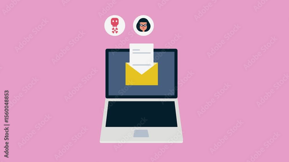 Aufkleber decrypted message emerging from virtual envelope symbolise hacker attack, malware and data breach al