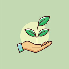 Growing Plant Logo Design vector 