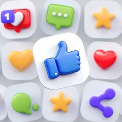 3D social media and marketing sticker pack on transparent background