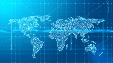 Global Network Connections A Digital World Map Visualization