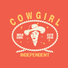 vintage style cowgirl perfect for t-shirts etc