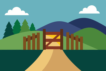 nordic country narrow road wooden gate