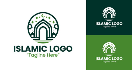 Creative and Minimalist Islamic Logo with Green and White Design for Identity
