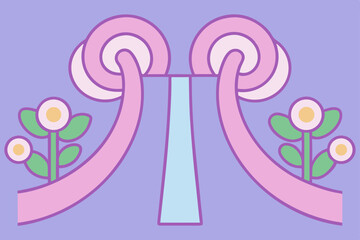 pastel chalk road floral art scenic winding way