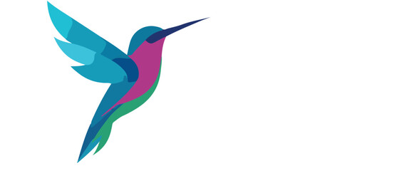 Colorful Hummingbird Vector – Minimal Flying Bird Icon Symbolizing Beauty, Nature, and Freedom in Vibrant Gradient Style