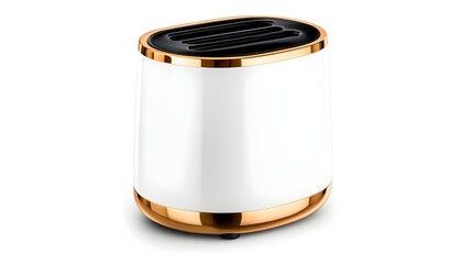White gold toaster studio shot, clean background, appliance
