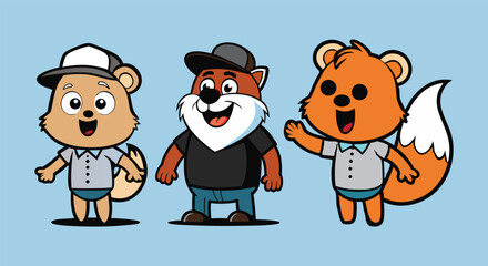 Papa Bear, a female fox, and a child