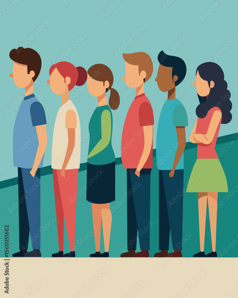Poster a group of friends on opposite sides of an invisible divide unable to communicate despite their clos