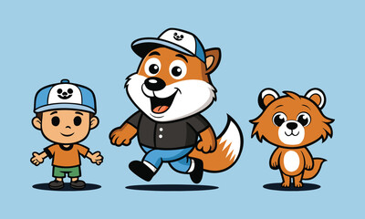 Papa Bear, a female fox, and a child