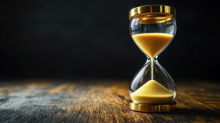 Hourglass on a wooden surface