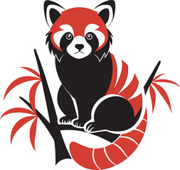 This collection of images showcases illustrations of red pandas, captured in different poses such as climbing, sitting, and looking directly at the viewer