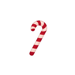 Red and white striped candy cane on white background  