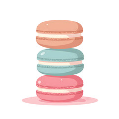Colorful stack of macarons on a pastel surface  