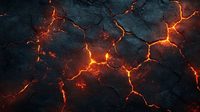 Intense orange light in deep cracks.
Abstract fiery texture.