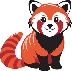 This collection of images showcases illustrations of red pandas, captured in different poses such as climbing, sitting, and looking directly at the viewer