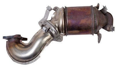 Automotive catalyst removed from a vehicle for repair with a ceramic coating inside as part of an exhaust system to remove harmful emissions in a car repair shop