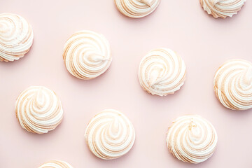 Delicious Baked Marshmallow Dessert Called Zephyr on Pink Background.